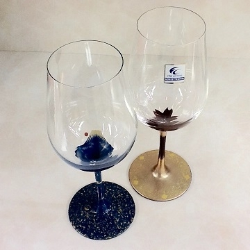 漆絵　桜　ワイングラス